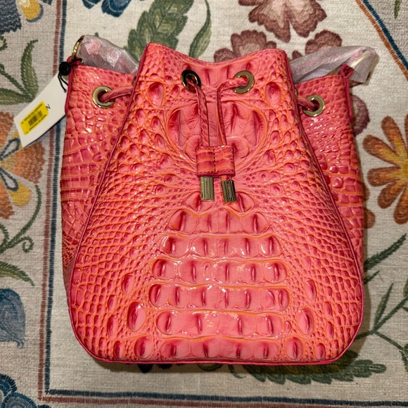 Brahmin Handbags - Brahmin Pink Croc Bucket Bag